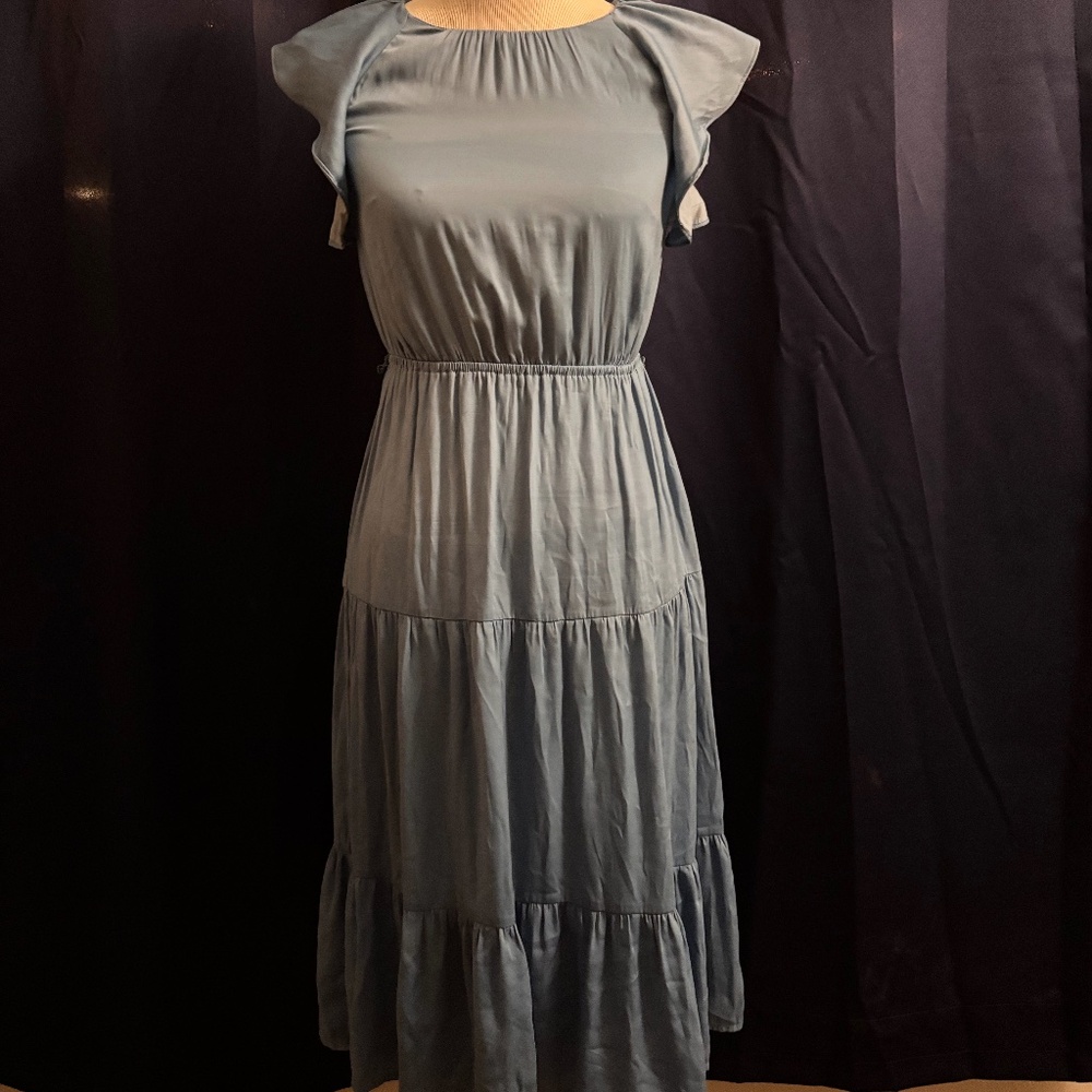 LOFT blue eyelet ruffle dress